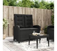 Banc inclinable de jardin - Noir - Résine tressée - Coussins amovibles - 2 personnes - 110 kg max