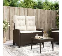 Banc Inclinable de Jardin avec Coussin Siège Terrasse Noir Résine Tressée vidaXL