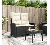 Banc Inclinable de Jardin avec Coussin Siège Terrasse Noir Résine Tressée vidaXL