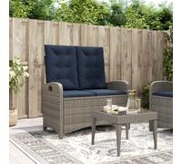 Vidaxl Banc Inclinable De Jardin Avec Coussins Gris Résine Tressée