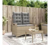 Banc inclinable de jardin avec coussins beige résine tressée Beige