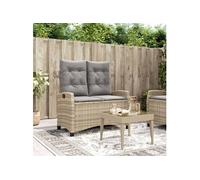 vidaXL - Banc inclinable de jardin - Avec coussins amovibles - Résine tressée - Beige - 2 personnes
