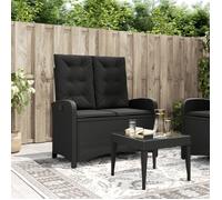 Vidaxl Banc Inclinable De Jardin Avec Coussins Noir Résine Tressée