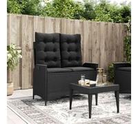 Vidaxl Banc Inclinable De Jardin Avec Coussins Noir Résine Tressée