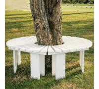 Banc incurvé en bois massif, siège à lattes en bois massif, demi-rond dos nu pour parc, extérieur, jardin, arbre