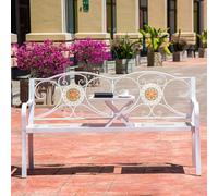 Banc Interieur, Banc Exterieur Jardin, Banc d'entrée, Banc d'extérieur à Cadre en Fer Européen avec Table Basse Relevable, Motif Mosaïque de Carreaux for Patios et Cours