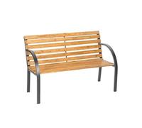 Banc jardin 2 places bois naturel marron laqué, fonte 119,5x 62x 83 cm