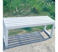 Banc Jardin Exterieur Moderne Ergonomie Fer Métal Banc de Parc Support Intégré Trous de Vis de Réserve Forte Capacité de Charge pour Balcon, Jardin, Bord de La Piscine Etc(White,47.24in/120cm)