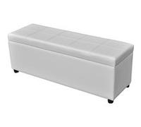 Banc long de rangement Bois Blanc Blanc G