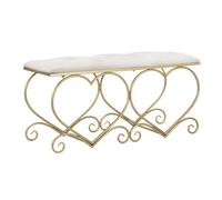 Mauro Ferretti Banc Heart Design 105 cm Crème et Or