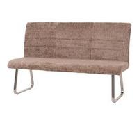 Banc HWC-G55, Banc de salle à manger, inox brossé Tissu/Textile Chenille Öko-Tex, 160cm brun