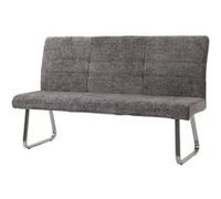 Banc HWC-G55, Banc de salle à manger, inox brossé Tissu/Textile Chenille Öko-Tex, 180cm gris foncé