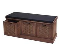 Banc HWC-J49 47x110x40cm marron rembourrage noir
