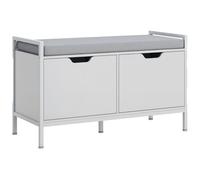 Banc meuble à chaussures - HOMCOM - 2 placards - meuble d'entrée avec coussin rembourrée - 84l x 35P x 50H cm - blanc