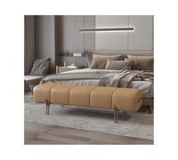 Banc minimaliste en cuir - Tabouret ottoman doux pour chambre à coucher, canapé et vestiaire - Long banc de rangement pour chaussures en marron clair - Meuble élégant et fonctionnel