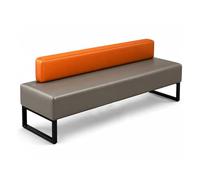 Banc Moderne avec Dossier, Chaise de Bureau rembourrée, Structure en métal, siège d'accueil pour Hall d'entrée, Salon, aéroport, Banque et Salle de conférence, Cadre Noir 43 cm P x 119 cm L