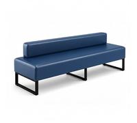 Banc Moderne avec Dossier, Chaise de Bureau rembourrée, Structure en métal, siège d'accueil pour Hall d'entrée, Salon, aéroport, Banque et Salle de conférence, Cadre Noir, 43 cm P x 119 cm L