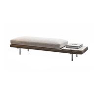 Banc moderne en tissu léger et simple avec accents marbrés, idéal pour chambre à coucher et salon, rangement polyvalent pour chaussures et repose-pieds