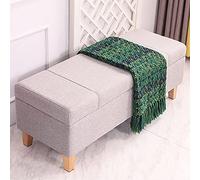 Banc multifonctionnel moderne pour salon et chambre à coucher - En lin gris - Repose-pieds - Coffre de rangement rectangulaire pour changer de chaussures