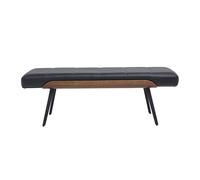 Banc noir, bois foncé et métal noir L123 cm ELIOR