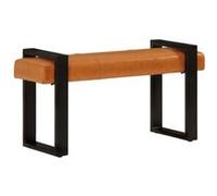 Banc Noir et marron 110 cm Cuir de chèvre véritable