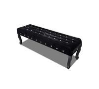 Banc noir tissu velours avec boutons en cristal