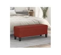 Banc Ottoman Banquette Rembourré Banc de Lit Banc d'Entrée Chambre à Coucher Salon Couloir Intérieur Rouge Bordeaux 100x35x41 cm Similicuir 349463