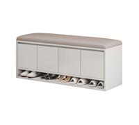 Banc ottoman carré avec compartiments de rangement, étagères amovibles et cadre en bois massif, tissu rembourré doux, idéal pour le rangement au bout du lit, convient pour ranger divers articles 120 x