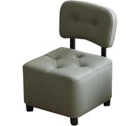Banc Ottoman carré avec Dossier, Pouf rembourré Moderne, Repose-Pieds en Cuir, Mini tabourets à Chaussures Portables for Le Salon(Green)