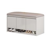 Banc ottoman carré élégant avec compartiments de rangement, étagères amovibles et cadre en bois massif doux emballé 100 x 35 x 45 cm