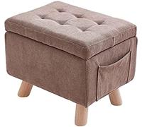 Banc ottoman de grande capacité avec pieds en bois - Gris - Rectangulaire - Pour chambre à coucher et salon - 40 x 30 x 34 cm - Meuble élégant et fonctionnel