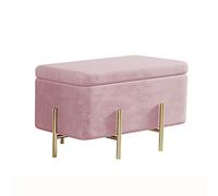 Banc ottoman de luxe en velours doux avec pieds en métal, repose-pieds rembourré contemporain pour chambre à coucher, rose, 100 x 45 x 42 cm
