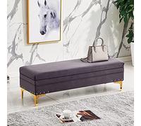Banc ottoman de luxe en velours - Repose-pieds moderne et tabouret à langer pour salon et entrée - Élégante extrémité de lit, gris foncé, 80 x 40 x 40 cm
