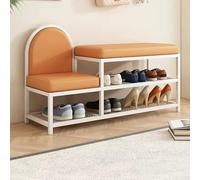 Banc ottoman de rangement à chaussures en métal rembourré avec support ouvert et chaise longue élégante pour salon, dressing, couloir, bureau (80 cm)