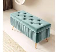 Banc ottoman de rangement bleu clair de 150 cm, repose-pieds pour chambre à coucher et salon, canapé élégant avec rangement caché, parfait pour l'entrée et le bout de lit