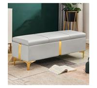 Banc ottoman de rangement en cuir avec charnière de sécurité, siège moderne pour entrée et chambre à coucher