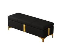 Banc ottoman de rangement en cuir, banc d'entrée rectangulaire avec pieds en bois, repose-pieds coffre de rangement avec plateau rabattable, bancs de bout de lit for chambre à coucher(Nero,120cm)