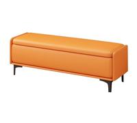 Banc ottoman de rangement en cuir orange avec siège rembourré et repose-pieds élégant pour salon et chambre à coucher 70,1 cm meubles d'entrée avec pieds en métal