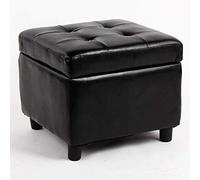 Banc ottoman de rangement en cuir pour le salon, organiseur de chaussures multifonctionnel et repose-pieds, pouf carré, couleur noire