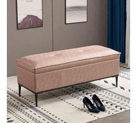 Banc ottoman de rangement en cuir rose clair - Élégant siège de lit rembourré pour entrée et salon Solution de rangement polyvalente avec pieds, idéal pour la décoration de la maison