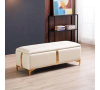 Banc ottoman de rangement en cuir synthétique pour salon, chambre à coucher et entrée, repose-pieds rectangulaire élégant pour bout de lit et meubles de couloir