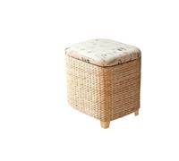 Banc ottoman de rangement en rotin, panier rembourré tissé à la main avec couvercle, panier à linge tabouret pour salle de bain, chambre à coucher, couloir, organisateur peu encombrant, pieds en bois