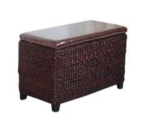Banc ottoman de rangement en rotin, tabouret en osier fait à la main, boîte de rangement polyvalente, solution de rangement décorative et fonctionnelle en cuir