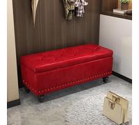 Banc ottoman de rangement en simili cuir, repose-pieds capitonné capitonné avec bordure cloutée, meuble moderne pour entrée, salon, chambre à coucher, couloir