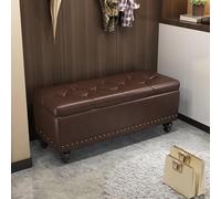 Banc ottoman de rangement en simili cuir, repose-pieds capitonné capitonné avec bordure cloutée, meuble moderne pour entrée, salon, chambre à coucher, couloir