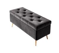 Banc ottoman de rangement en velours avec pieds en métal et siège rembourré pour chambre à coucher, élégant banc de rangement de chaussures pour salon, banc de lit élégant avec beaucoup d'espace