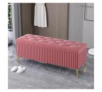 Banc ottoman de rangement en velours avec tissu rembourré, repose-pieds d'entrée et extrémité de lit, pieds en métal doré, 80 cm