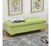 Banc ottoman de rangement en velours de qualité supérieure - Repose-pieds rembourré moderne pour salon, chambre à coucher et couloir - Banc à chaussures multifonctionnel - Vert clair - 60 x 45 x 40 cm