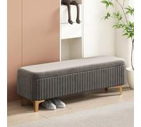 Banc ottoman de rangement en velours pour chambre à coucher, entrée et couloir - 80 cm - Repose-pieds élégant avec rangement gain de place - Couleur A