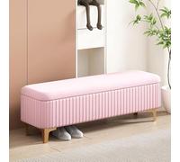 Banc ottoman de rangement en velours pour chambre à coucher, siège d'entrée en bois, repose-pieds, pouf élégant, meuble de couloir, taille : 60 cm, couleur : B, solution gain de place